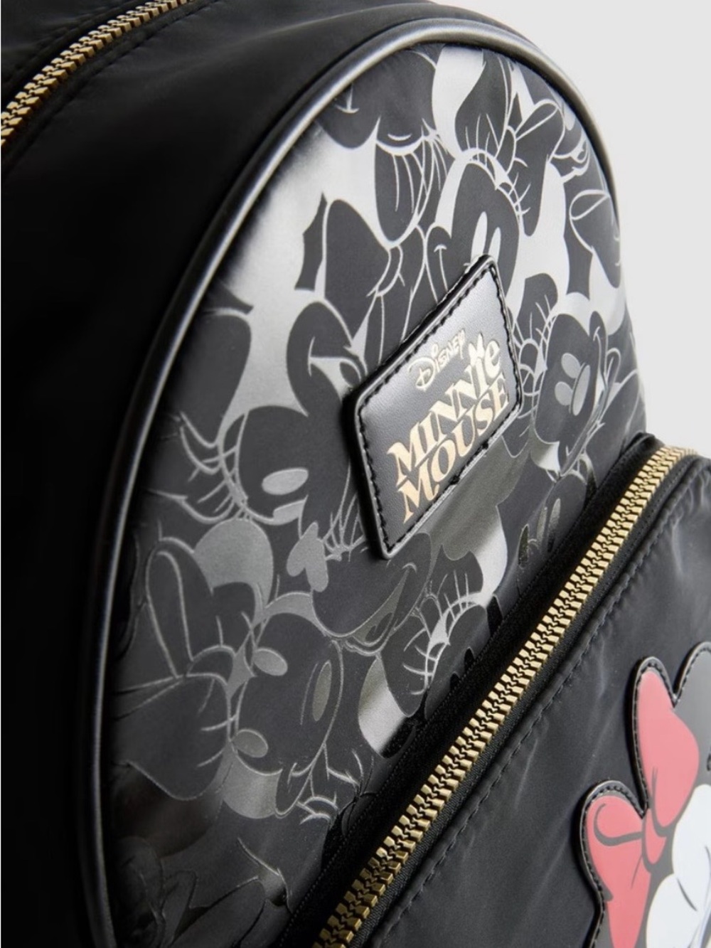 Disney Black Backpack with Gold Zipper and Minnie Tag - Picture 4 of 5